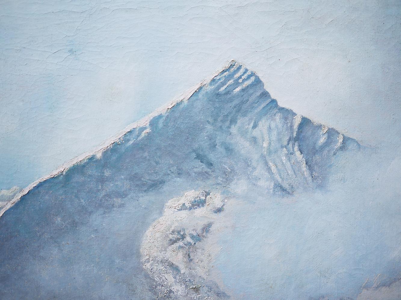 Snowy Mountains Painting Mountains Winter Oil on Canvas, 1947 6