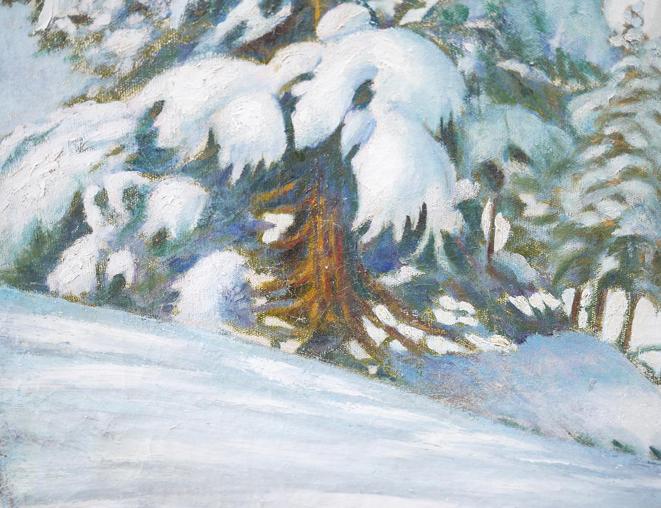 Snowy Mountains Painting Mountains Winter Oil on Canvas, 1947 1