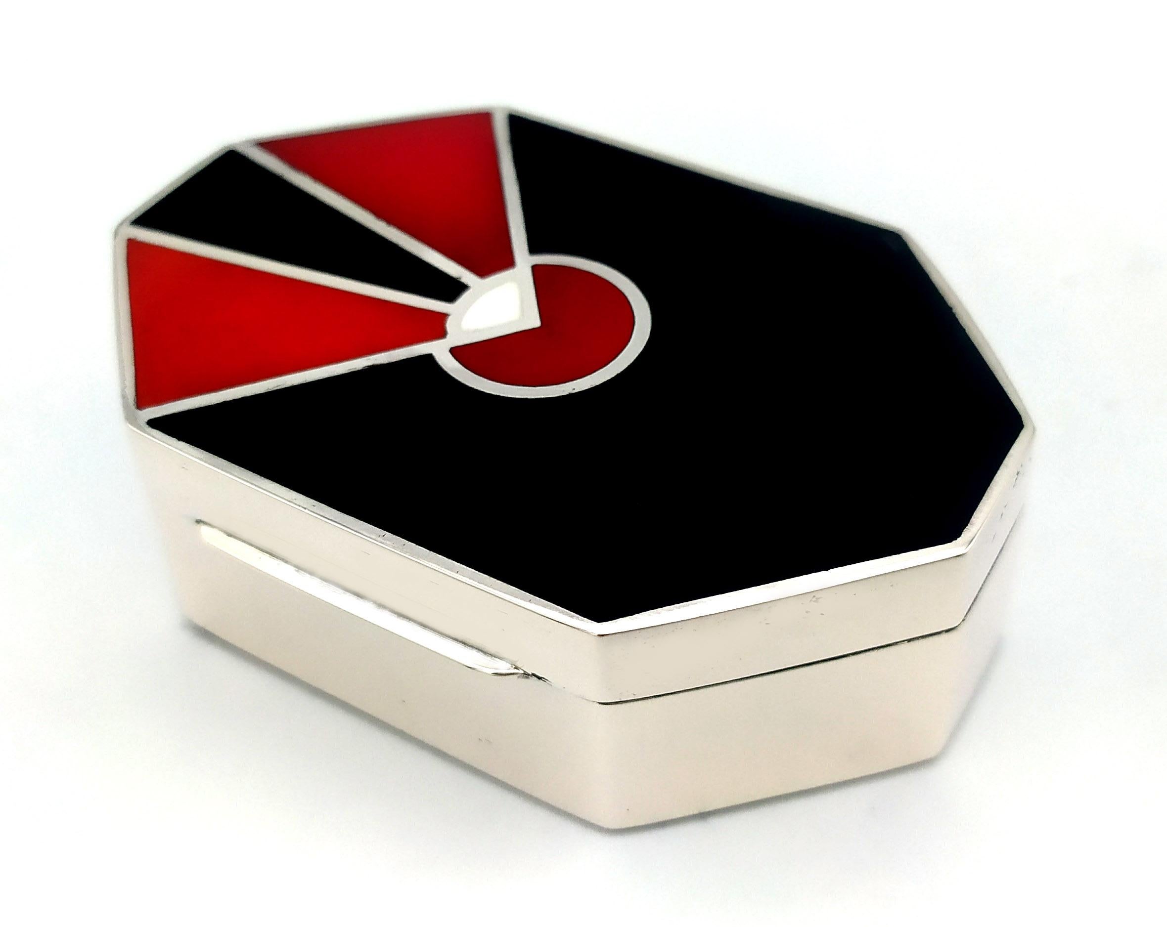 Italian Snuff Box Art Deco Design Sterling Silver Salimbeni