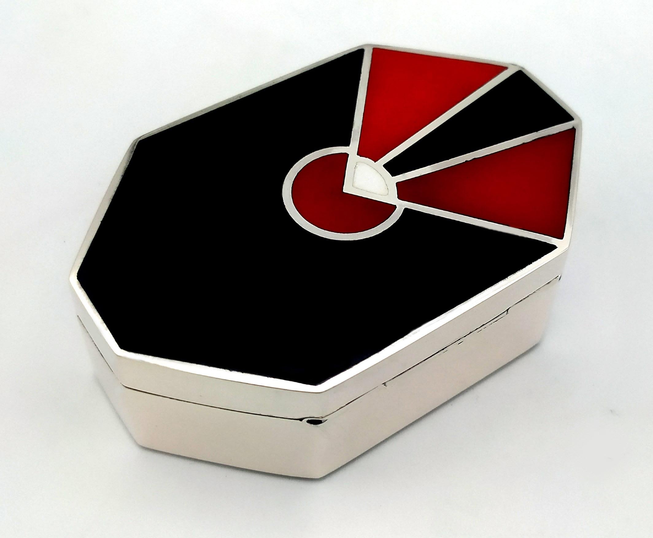 Snuff Box Art Deco Design Sterling Silver Salimbeni 1