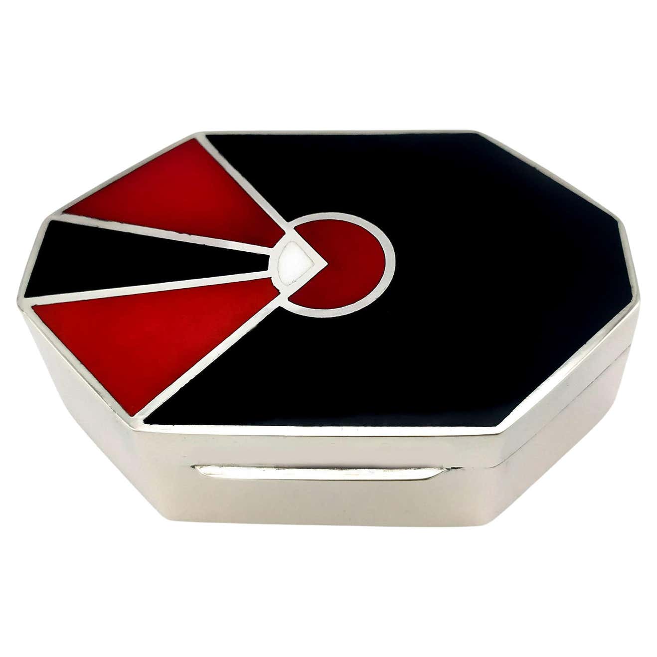 Snuff Box Art Deco Design Sterling Silver Salimbeni For Sale at 1stDibs
