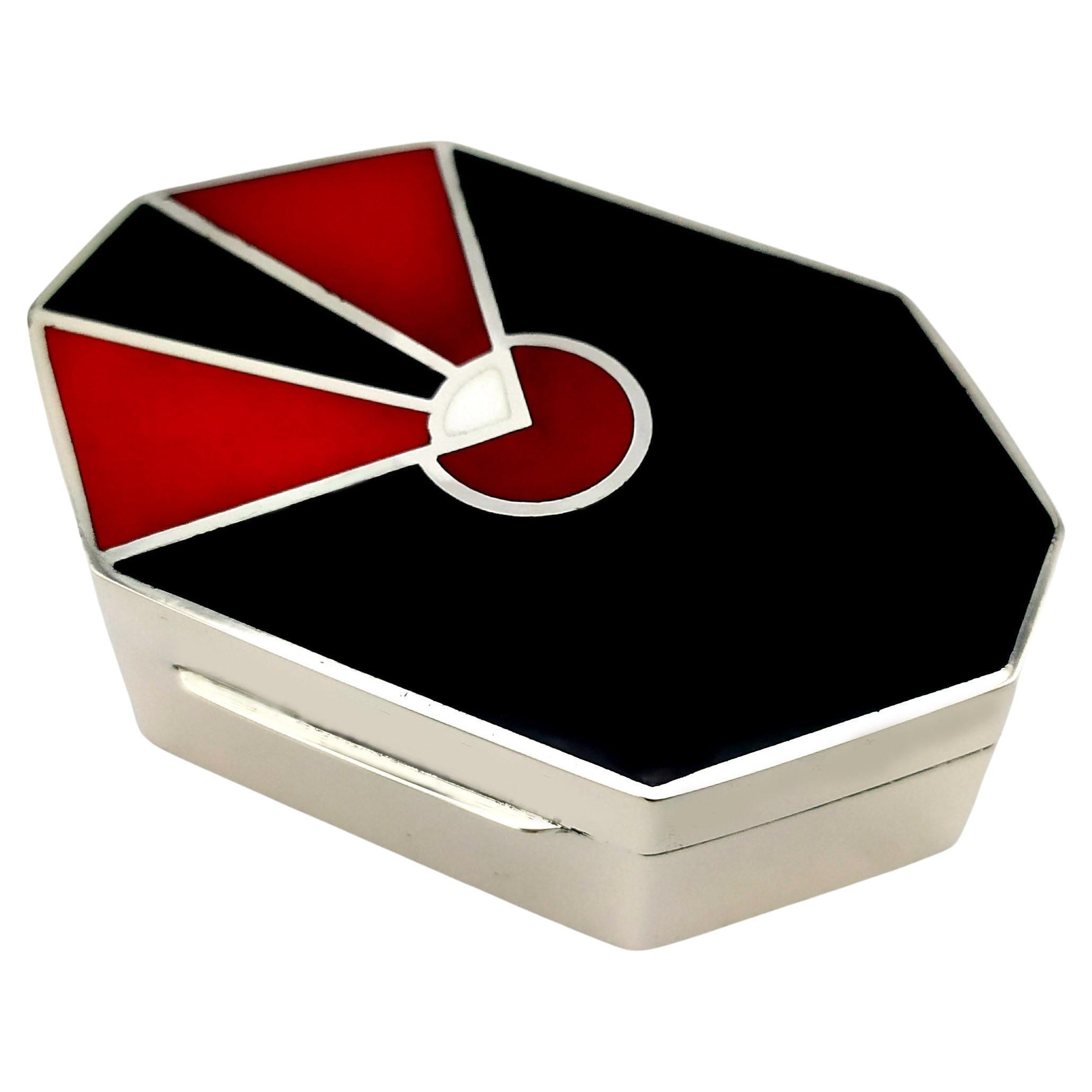 Snuff Box Art Deco Design Sterling Silver Salimbeni