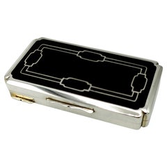 Snuff Box Black enamel Art Deco style Sterling Silver Salimbeni 