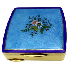 Vintage Snuff box Enamel Double opening Sterling Silver flower bouquet Salimbeni