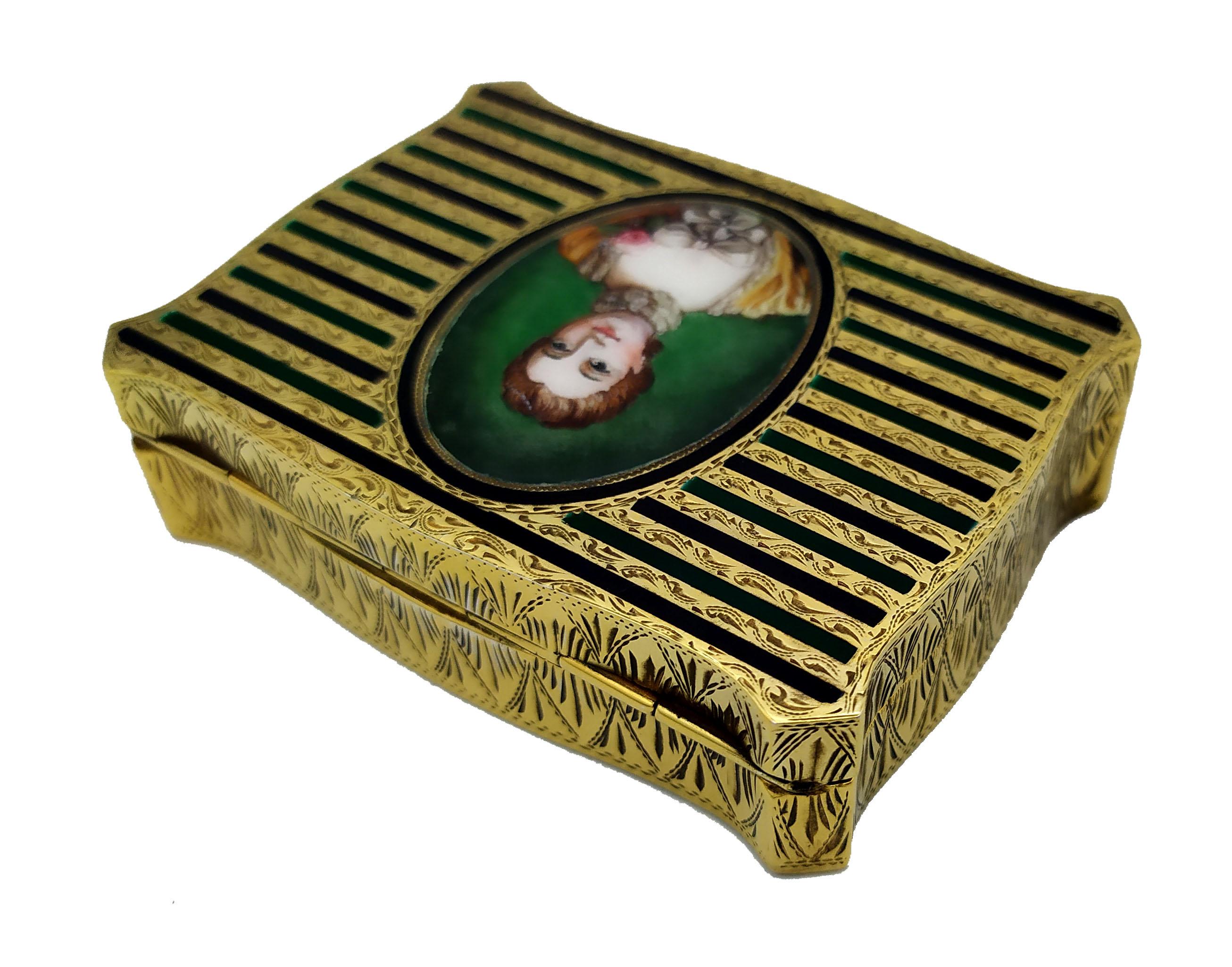 Snuff box Enamel Stripes and miniature Sterling Silver Salimbeni For Sale 3