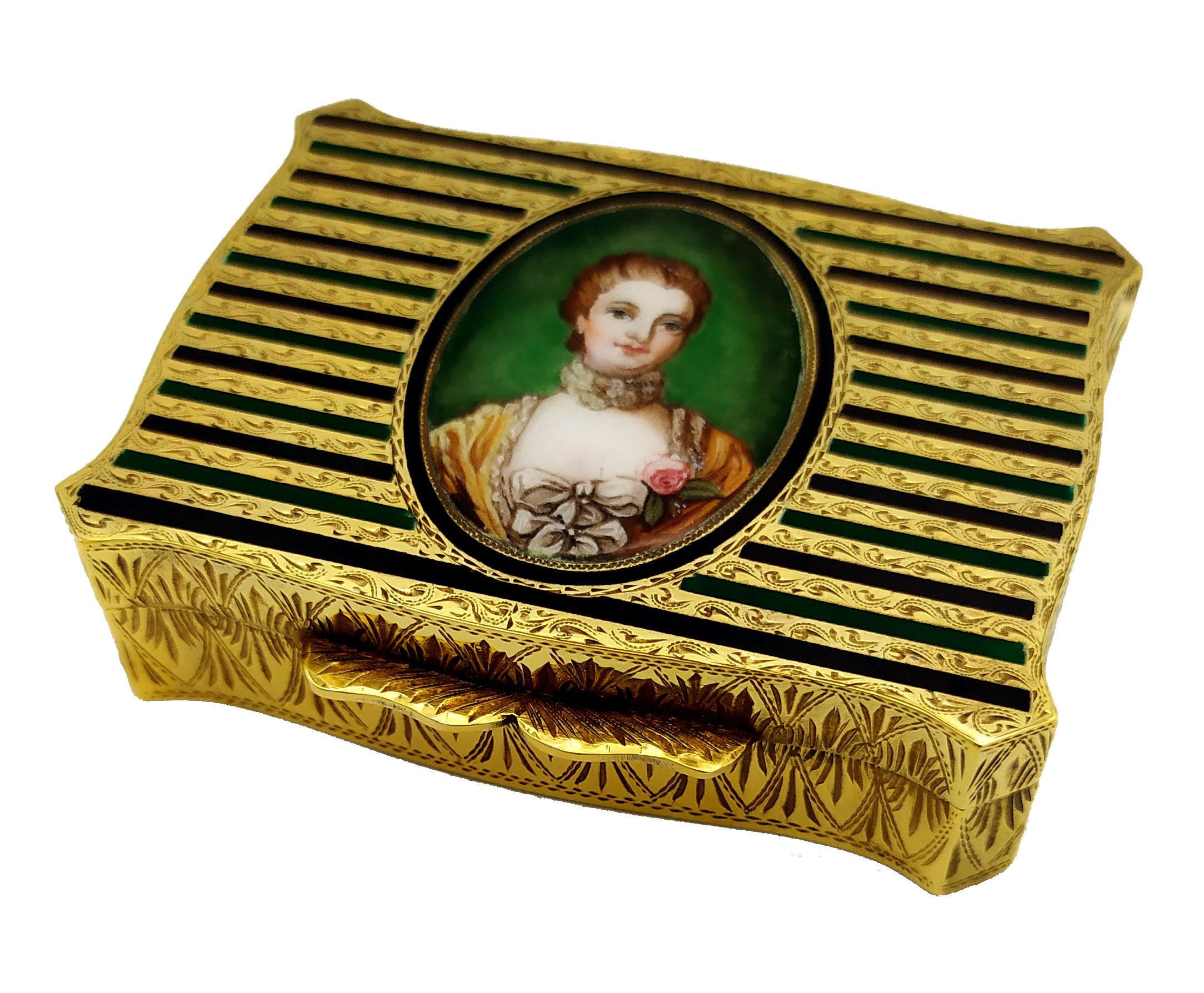 Italian Snuff box Enamel Stripes and miniature Sterling Silver Salimbeni For Sale