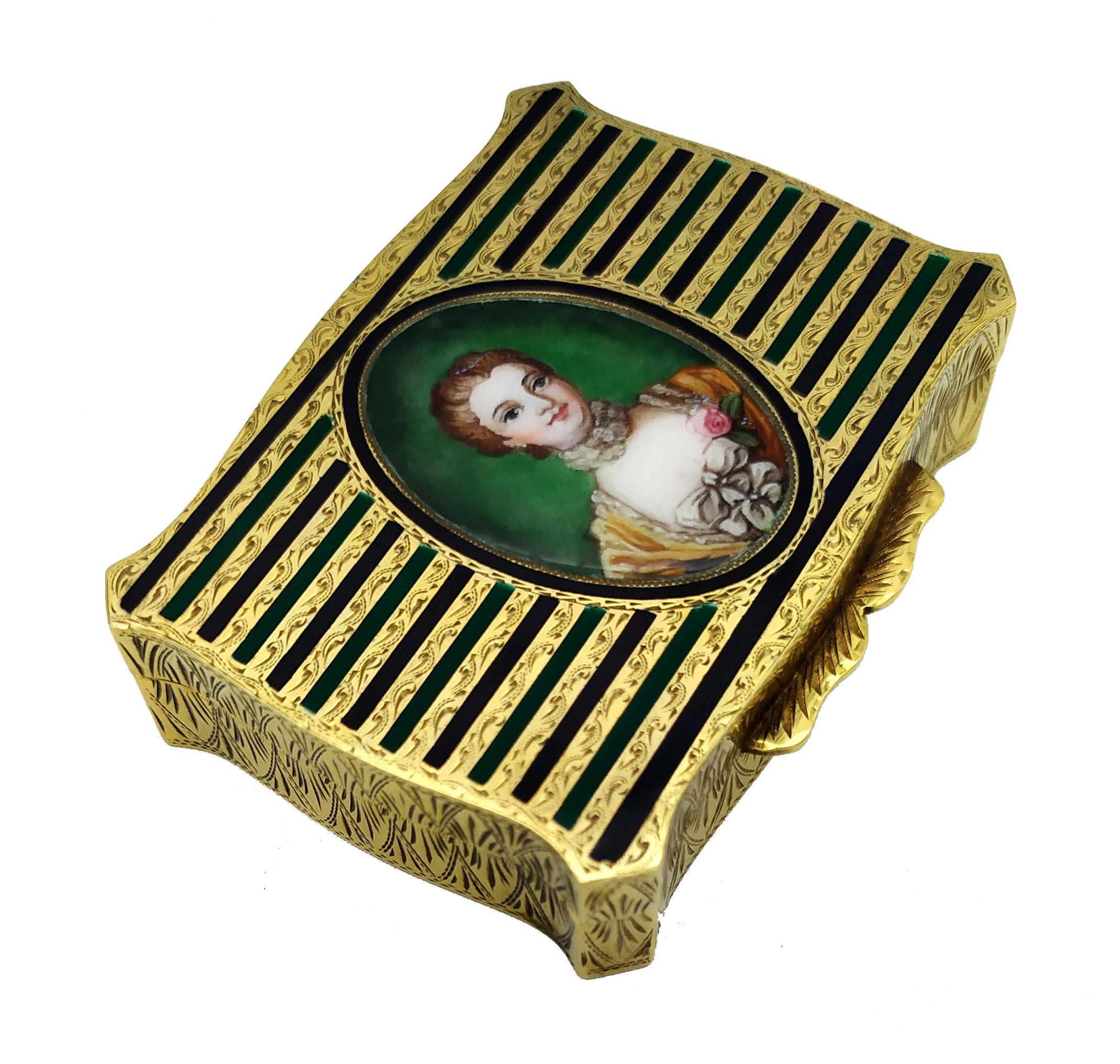 Late 20th Century Snuff box Enamel Stripes and miniature Sterling Silver Salimbeni For Sale