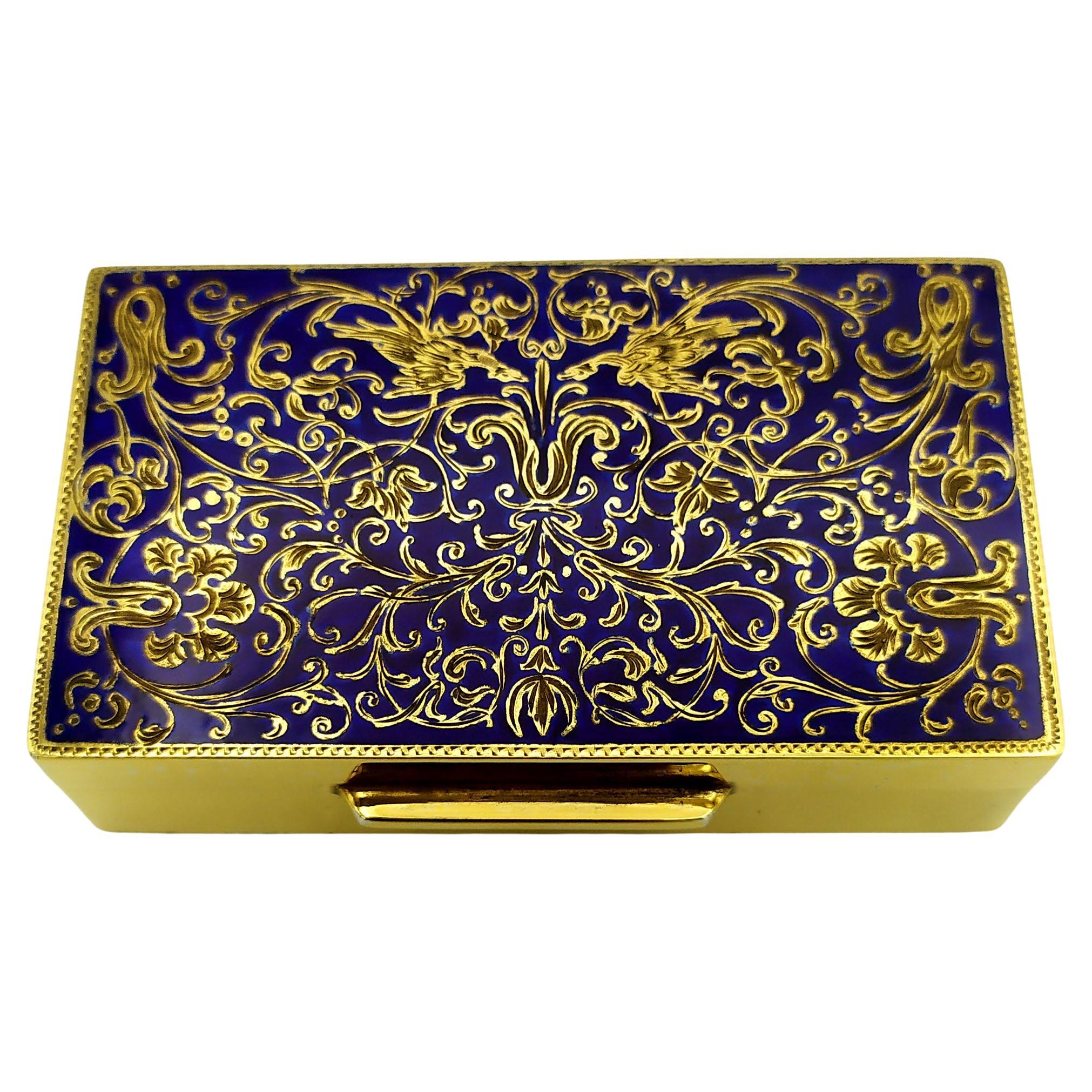 Caja de rapé finamente grabada a mano, esmaltada al fuego, de estilo "rococó" Salimbeni