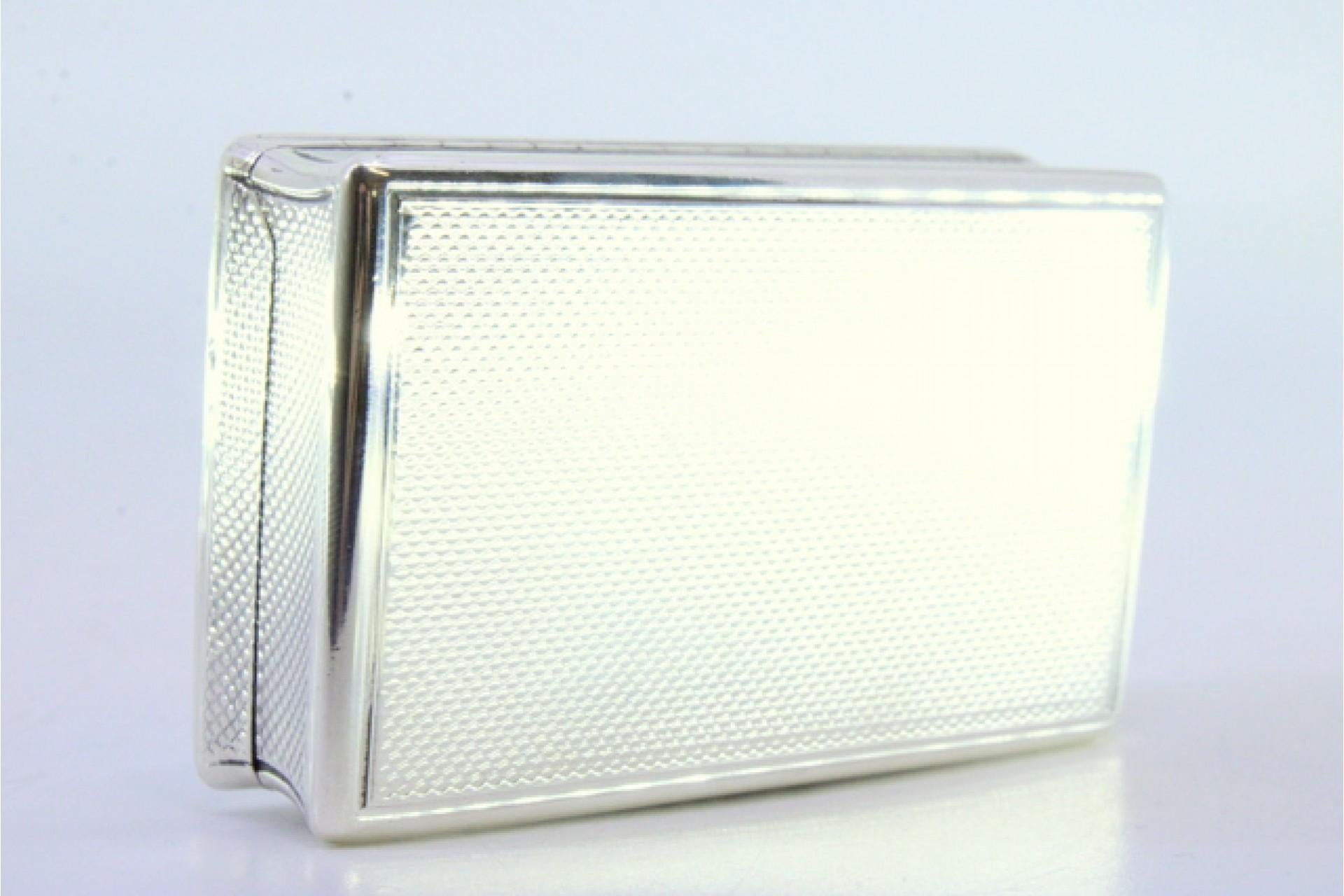 19th Century Snuff box in guilloche silver with monogram plaque and opening application For Sale