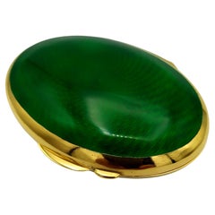 Caja de rapé  Salimbeni Ovalado Curvo Esmalte Verde Guilloche