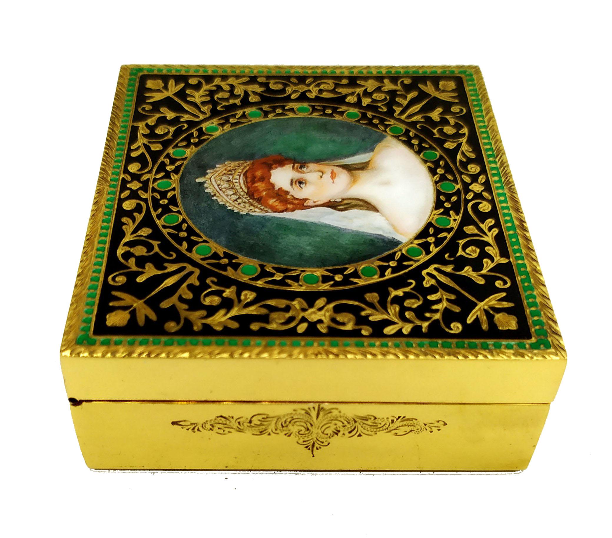 Baroque Snuff Box portrait Tsarina Alexandra Fedorovna Romanova Sterling Silver Salimben