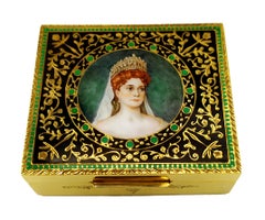 Retro Snuff Box portrait Tsarina Alexandra Fedorovna Romanova Sterling Silver Salimben