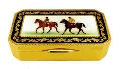 Snuff Box Rennen Miniatur Feuer emailliert Guilloche und gravierte Zeichnung Salimbeni