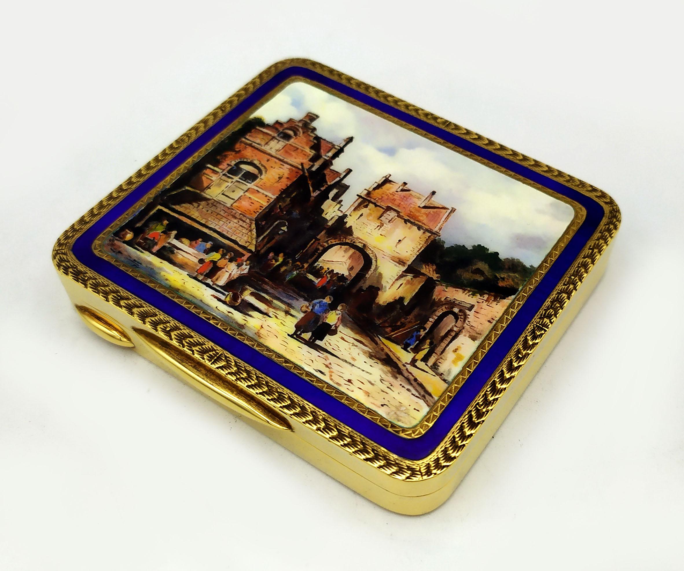 Baroque Snuff Box reproducing the painting of a Roman glimpse late 1800s Salimbeni For Sale