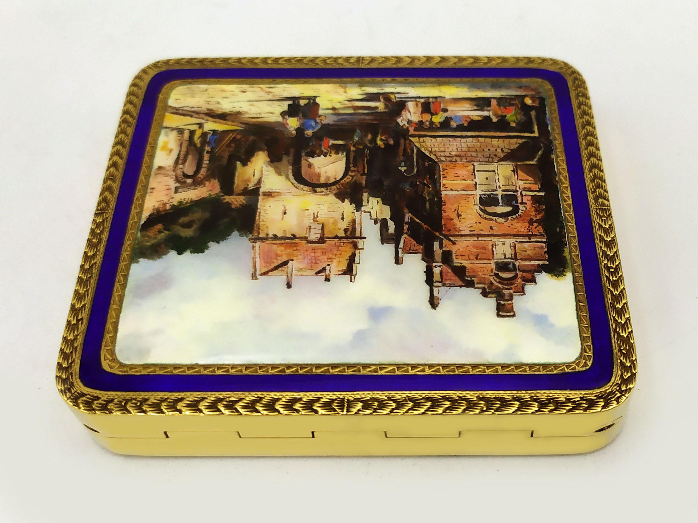 Late 20th Century Snuff Box reproducing the painting of a Roman glimpse late 1800s Salimbeni For Sale