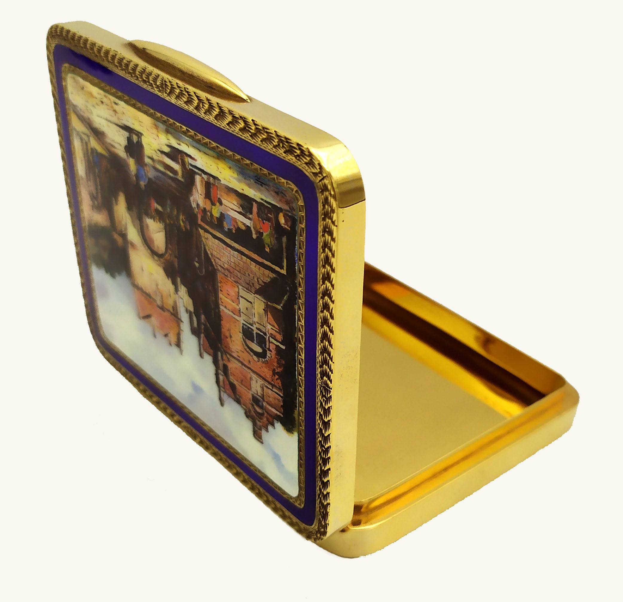 Snuff Box reproducing the painting of a Roman glimpse late 1800s Salimbeni For Sale 1
