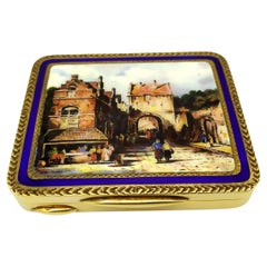 Used Snuff Box reproducing the painting of a Roman glimpse late 1800s Salimbeni