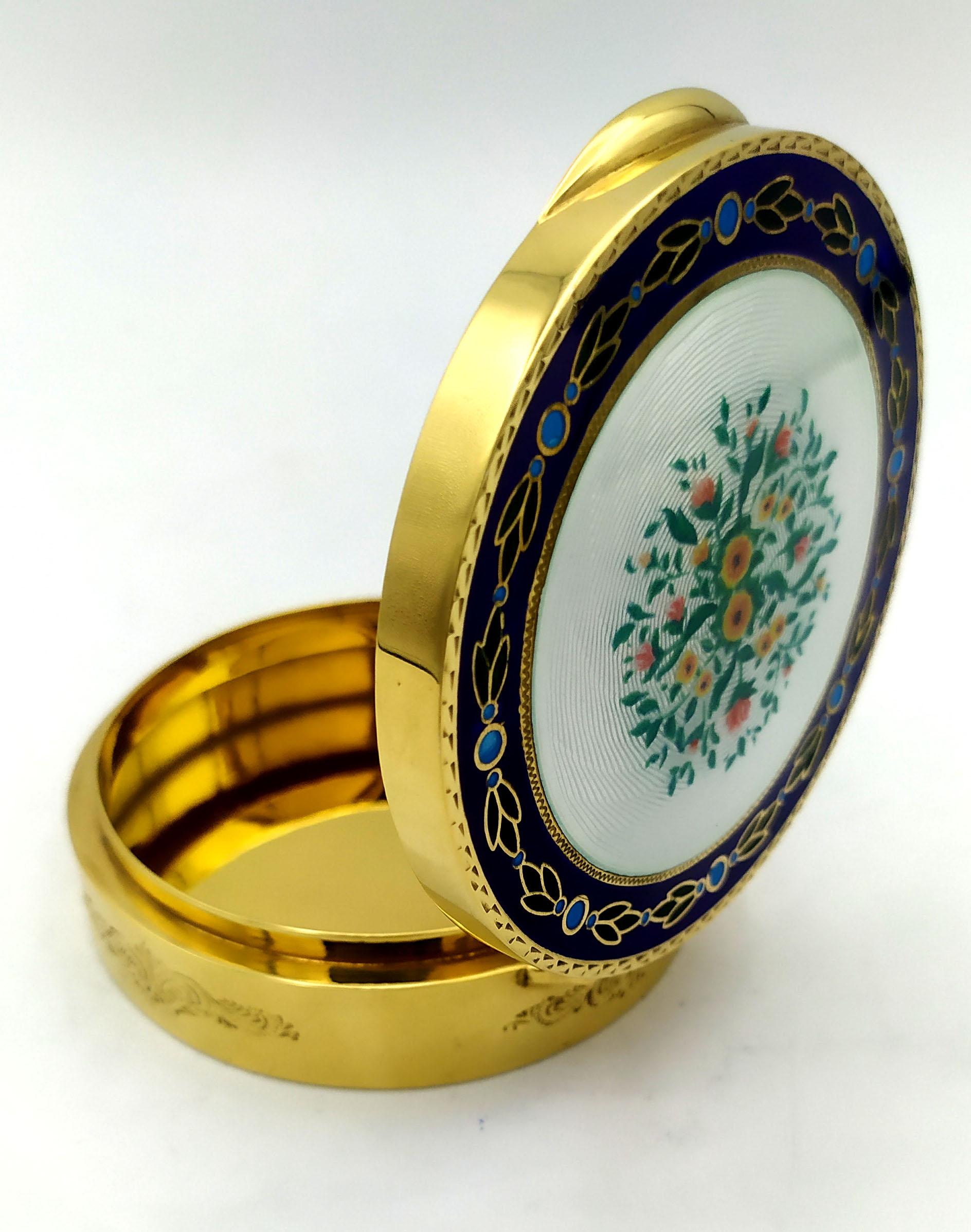 Snuff Box round   in Art Nouveau style Sterling Silver Salimbeni For Sale 4