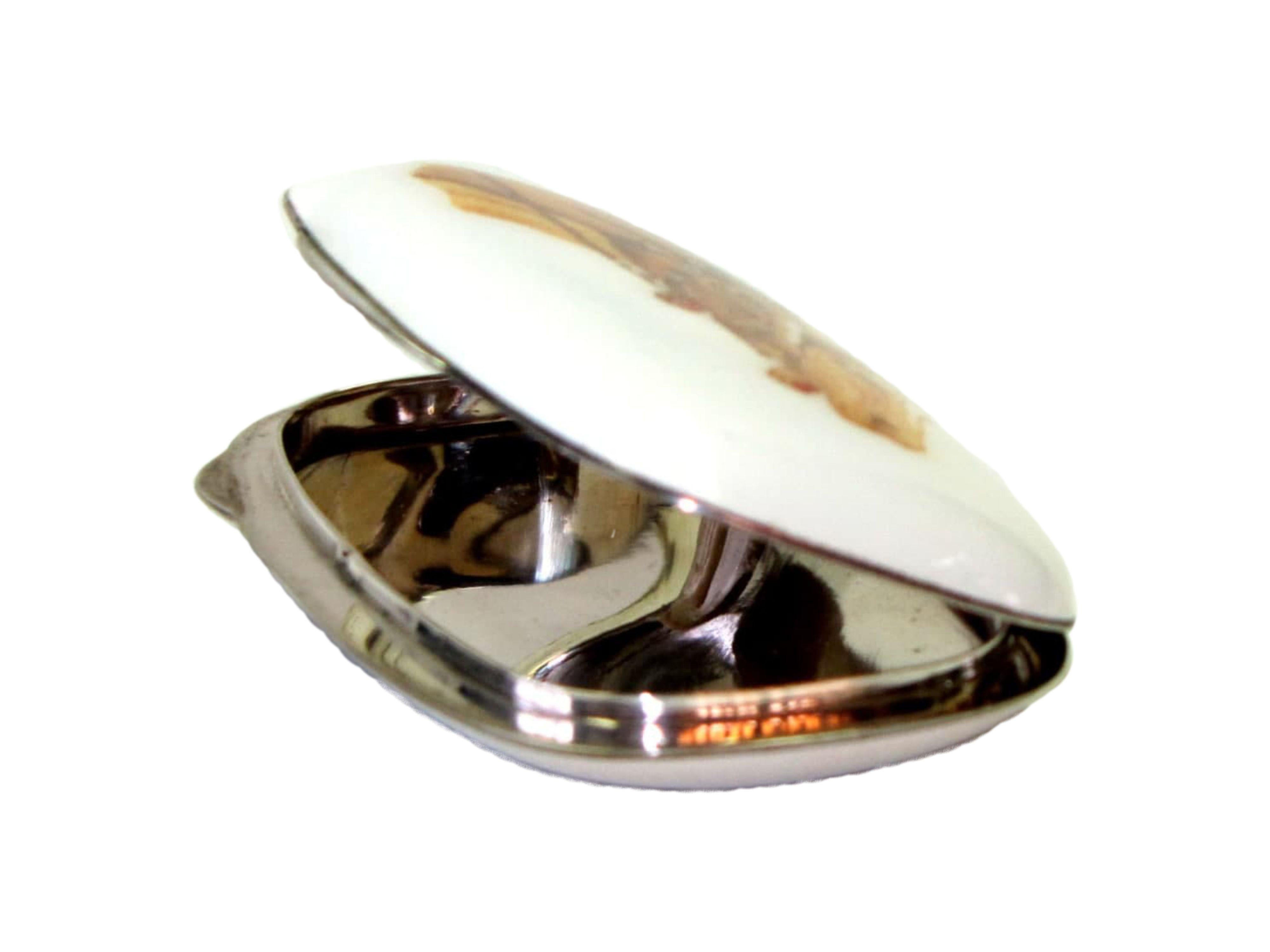 Italian Snuff Box “Savonette” Sterling Silver Fire Enamel and Miniature Salimbeni Home>S
