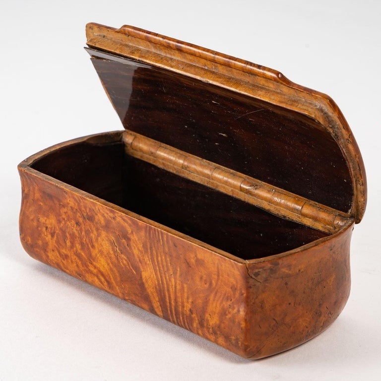 Snuff Box/Snuff Box Amboyna Burl Mother Of Pearl And Ebony Inlay-Period ...