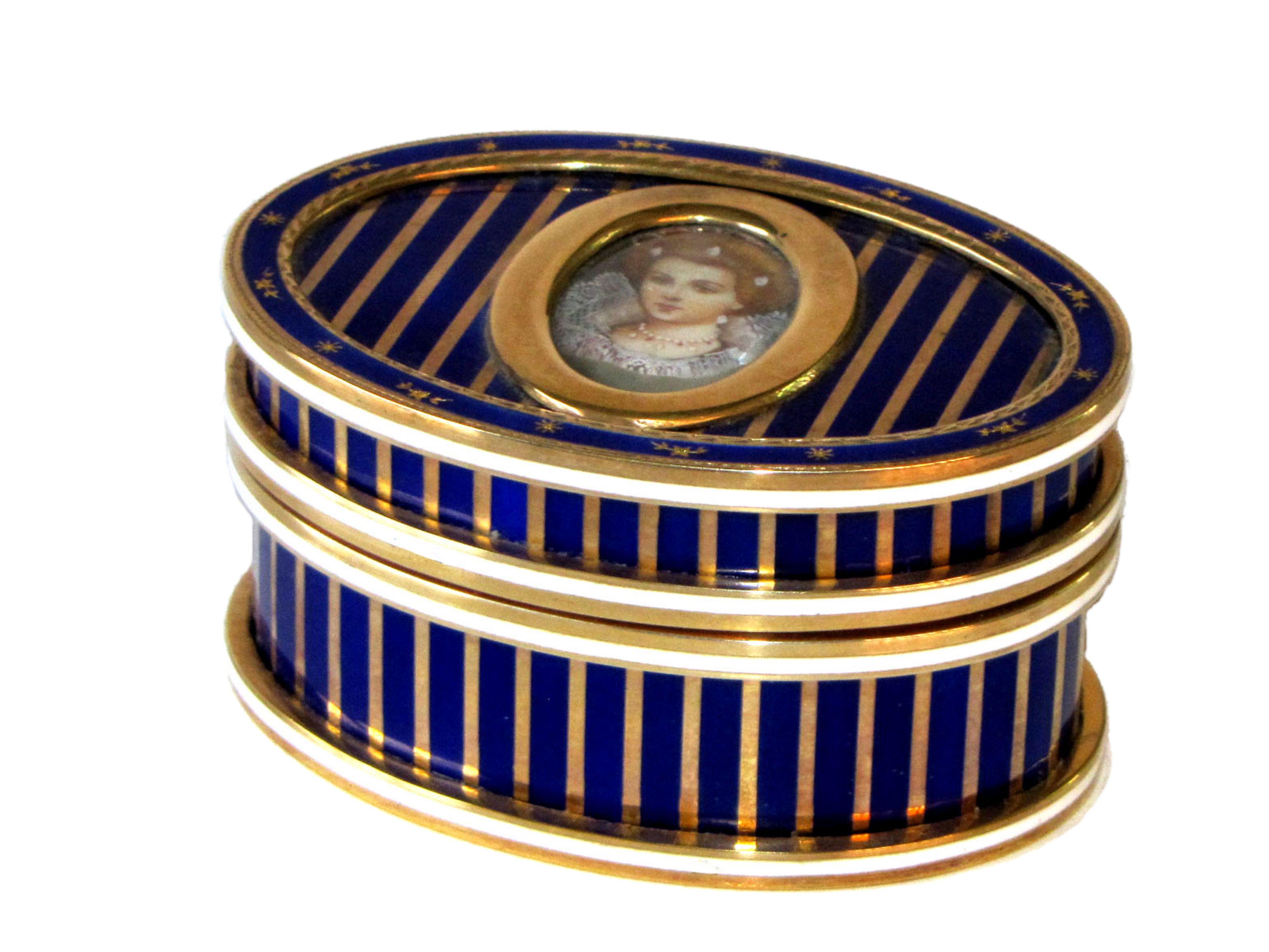 Empire Snuff Box Sterling Silver, Paillons and Miniature Salimbeni