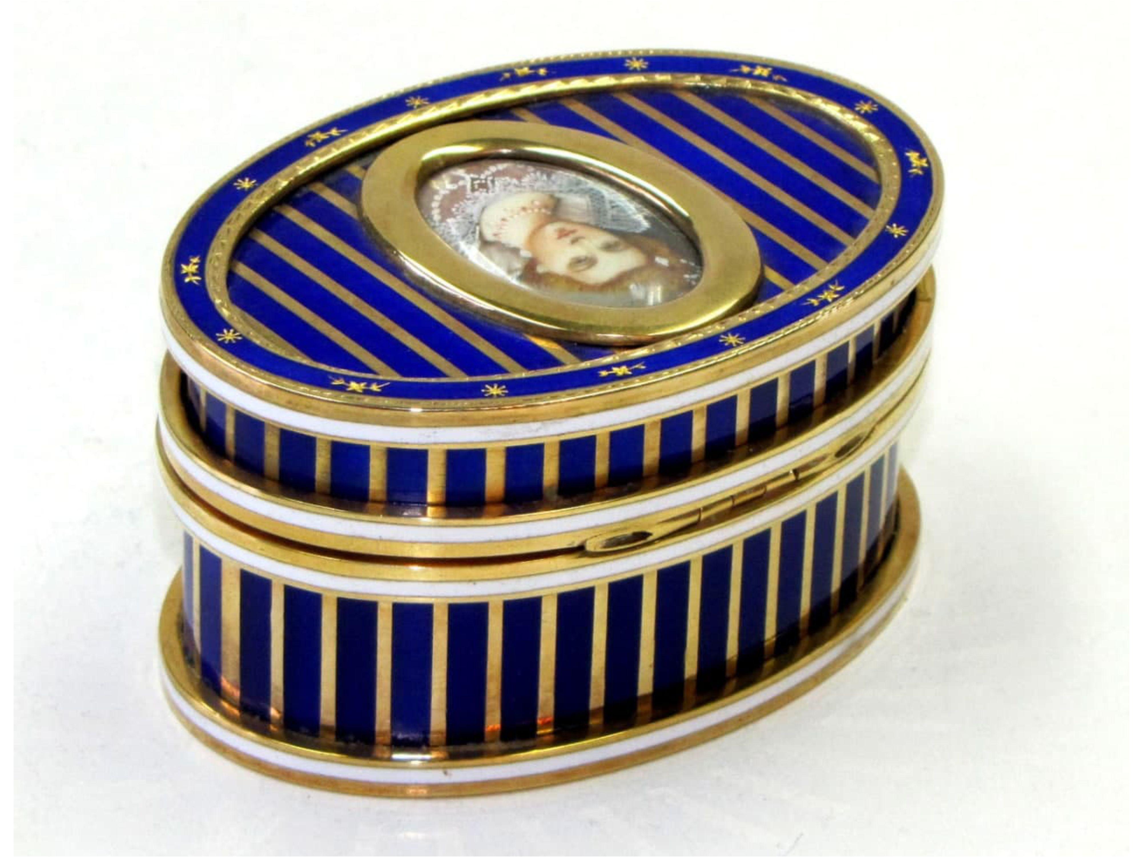 Italian Snuff Box Sterling Silver, Paillons and Miniature Salimbeni