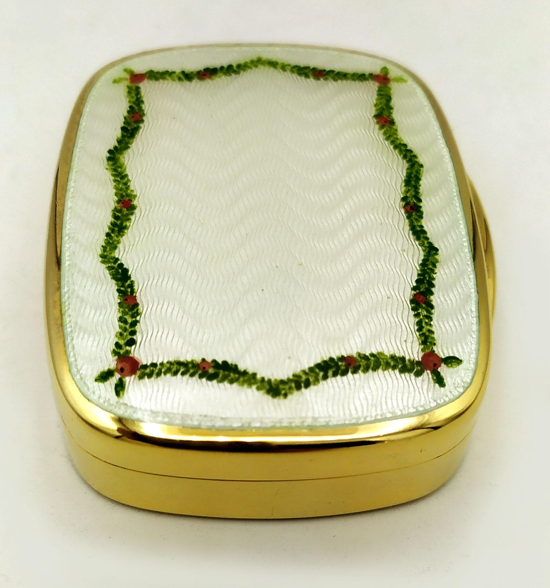 Art Nouveau Snuff Box White Enamel Guillochè and Hand Engravings Sterling Silver Salimbeni