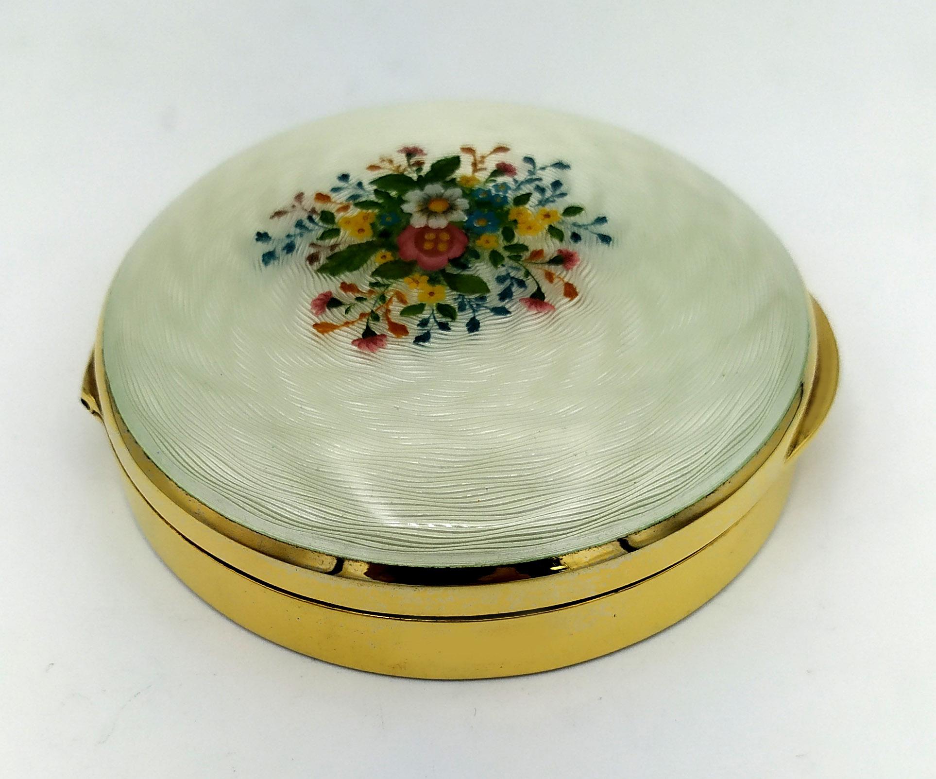 Schnupftabakdose Jugendstil Sterlingsilber weiß emailliert mit Blumen Salimbeni im Angebot 2