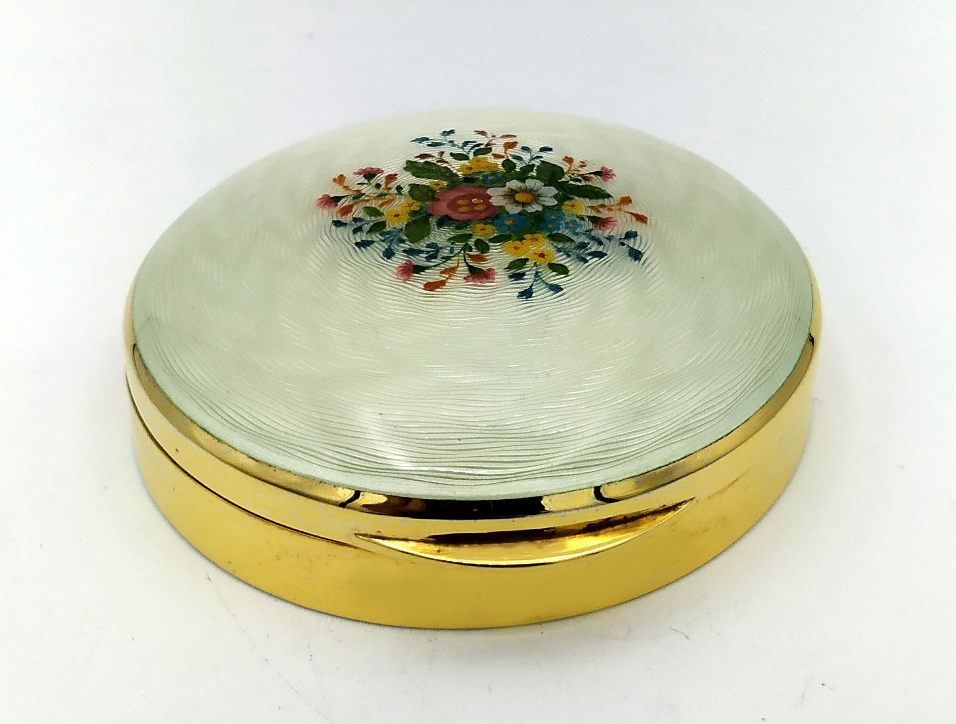 Schnupftabakdose Jugendstil Sterlingsilber weiß emailliert mit Blumen Salimbeni im Zustand „Hervorragend“ im Angebot in Firenze, FI