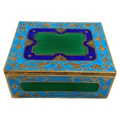 Snuffbox rectangular hand engravings and three-color fired Enamels Salimbeni