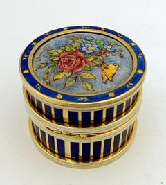 Tabacchiera in argento Sterling miniatura floreale dipinta a mano da M. Grumetti Salimbeni