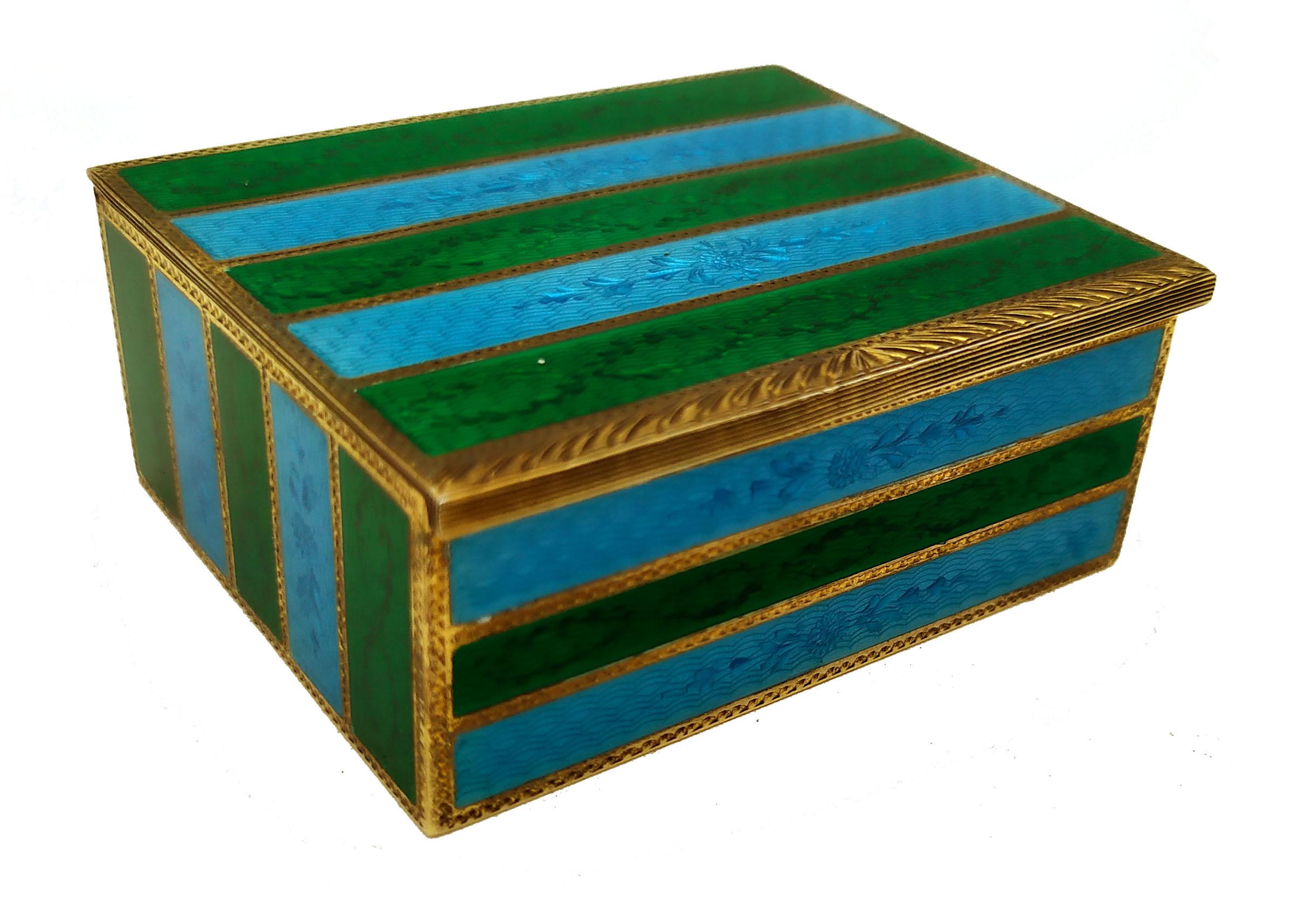 Mid-Century moderno Tabacchiera in argento Sterling Greene & Greene Greene & Greene a strisce di smalto Guilloche Salimbeni in vendita