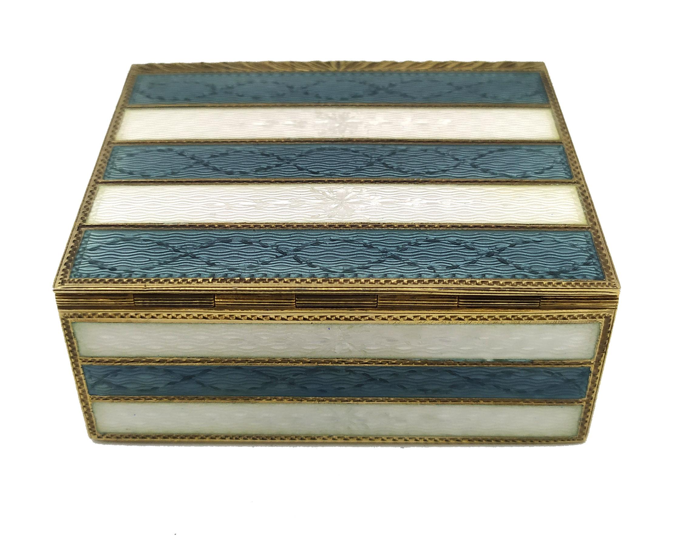 Snuffbox two-tones enamel stripes Guilloche Sterling Silver Salimbeni In Excellent Condition For Sale In Firenze, FI