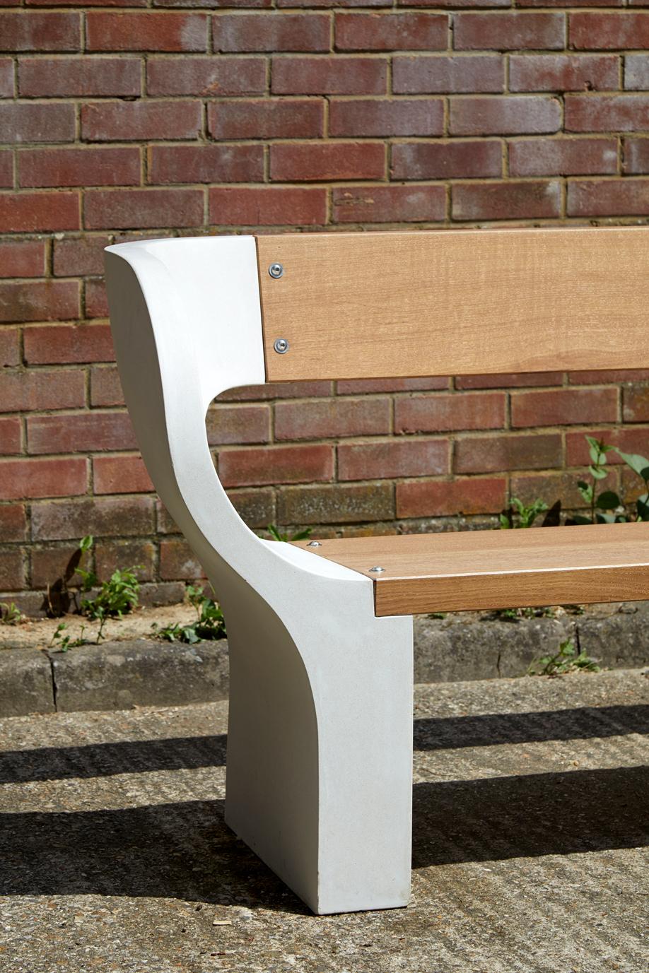 Modern Concrete and Timber Outdoor Snug Bench, 160cm wide