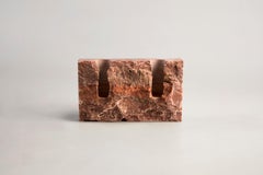 Snug Candleholder in 'Raw' Red Travertine by Sanna Völker
