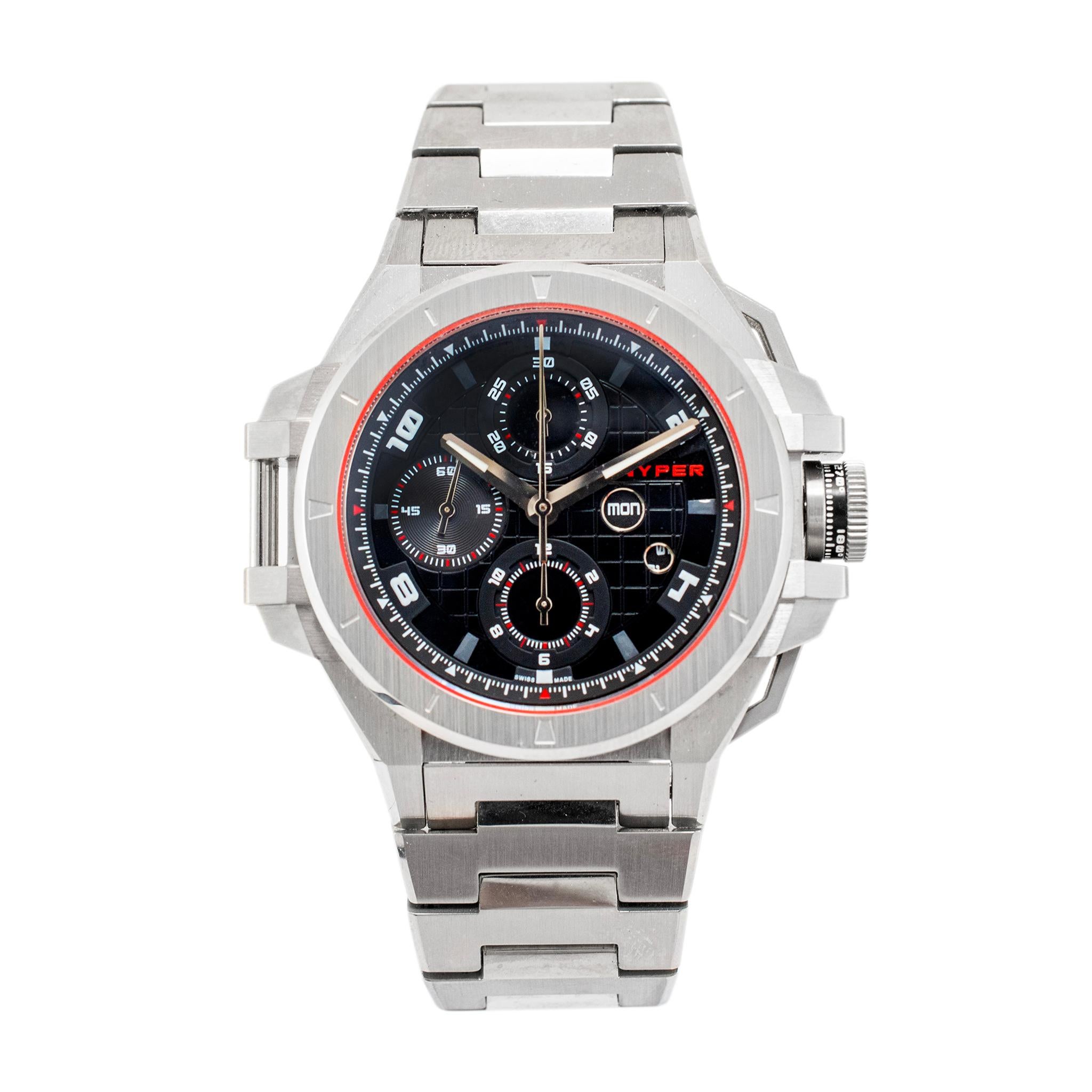 Snyper Ironclad 44MM 50.200.0M Chronograph Edelstahl Herrenuhr im Zustand „Hervorragend“ in Houston, TX