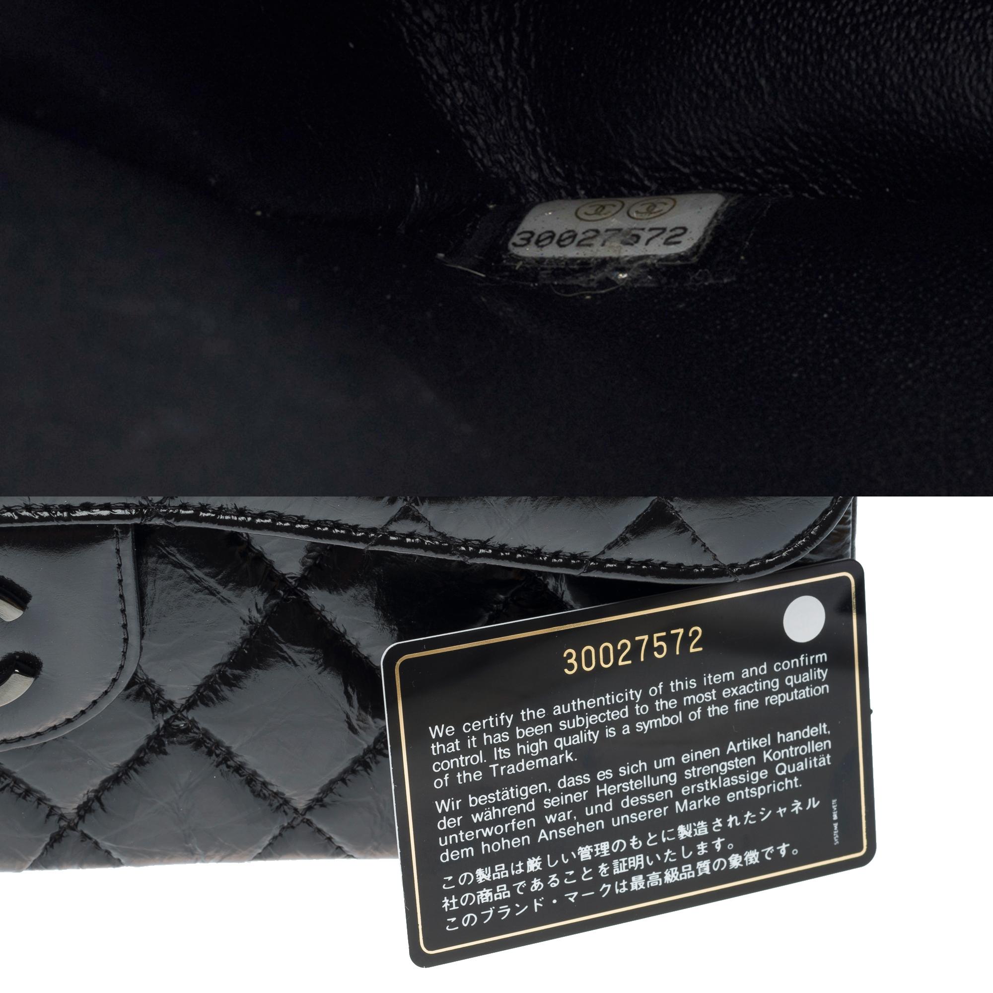 SO BLACK Chanel Timeless Jumbo double flap shoulder bag in Black Glazed leather 3