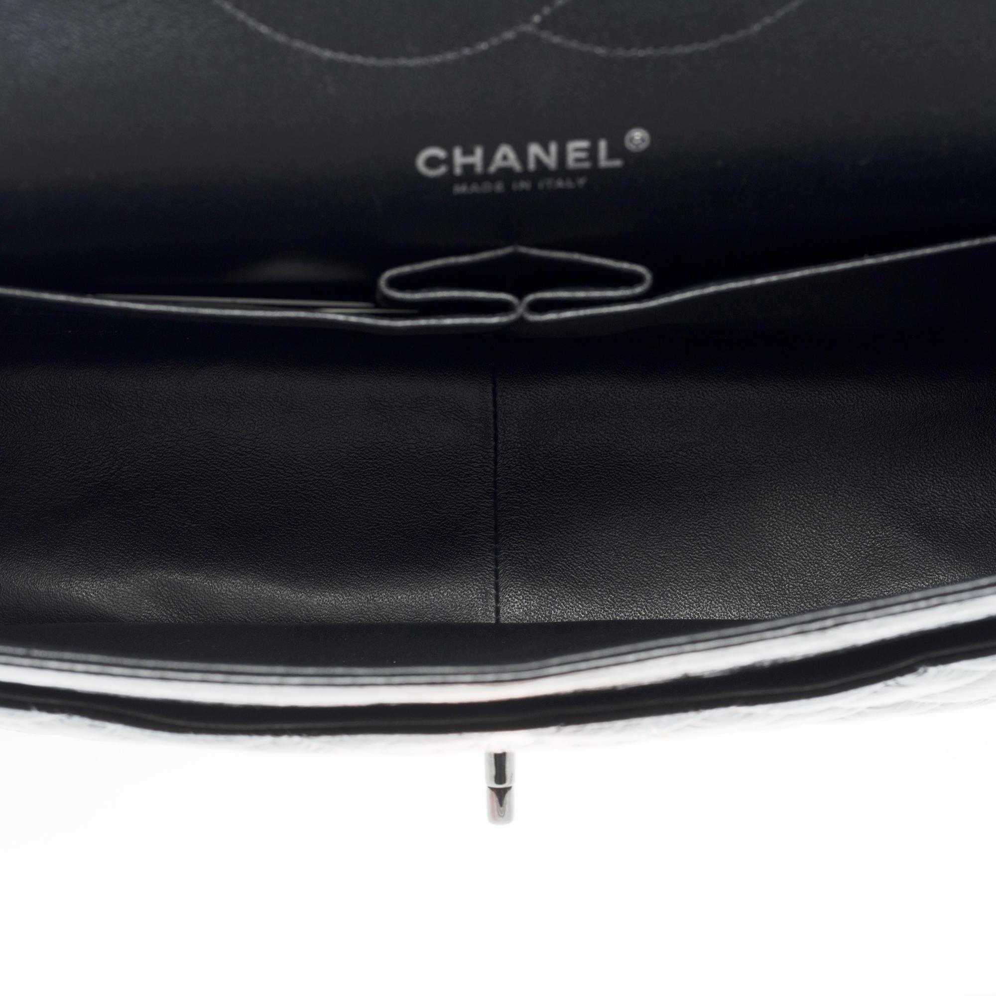 SO BLACK Chanel Timeless Jumbo double flap shoulder bag in Black Glazed leather 4