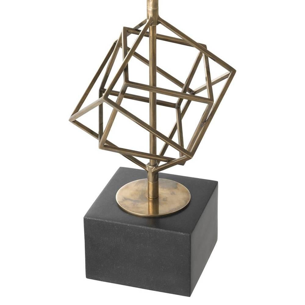 Hand-Crafted So Cube Table Lamp in Vintage Brass or in Nickel Finish For Sale