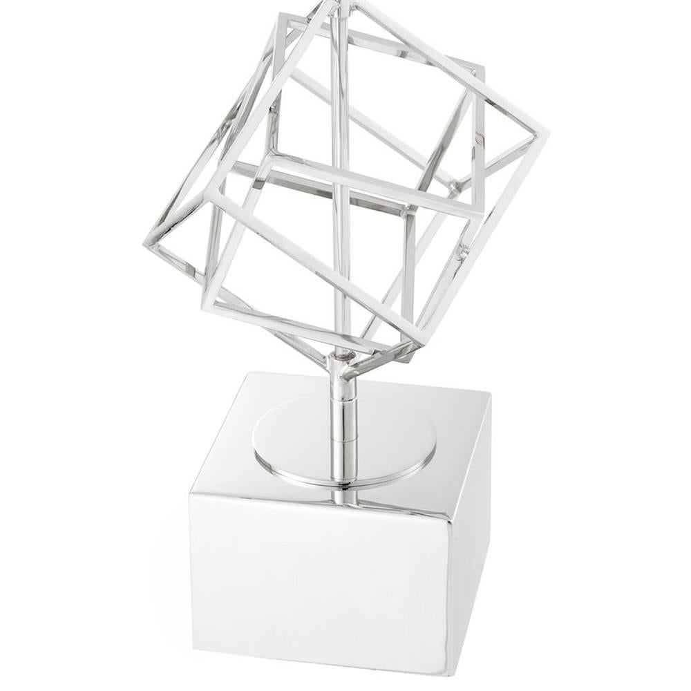 So Cube Table Lamp in Vintage Brass or in Nickel Finish For Sale 2