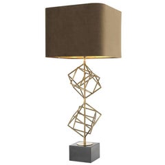 So Cube Table Lamp in Vintage Brass or in Nickel Finish