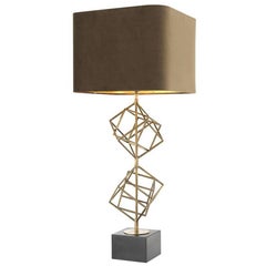 Lampe de bureau cubique So en laiton vintage ou en finition nickel