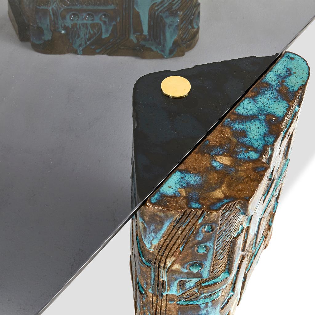Table basse So Disco Moderne inspirée des années 70 en céramique, verre et laiton par Egg Designs en vente 5