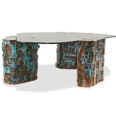 So Disco Modern 70's Inspired Ceramic Glass & Brass Coffee Table by Egg Designs