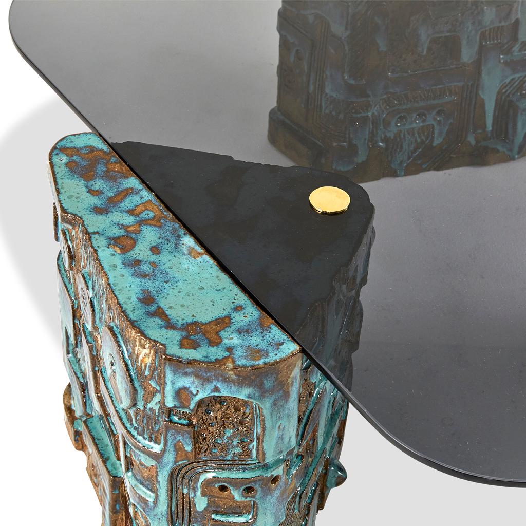 Table basse So Disco Moderne inspirée des années 70 en céramique, verre et laiton par Egg Designs Neuf - En vente à Bothas Hill, KZN