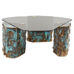 So Disco Modern 70's Inspired Ceramic Glass & Brass Coffee Table by Egg Designs 