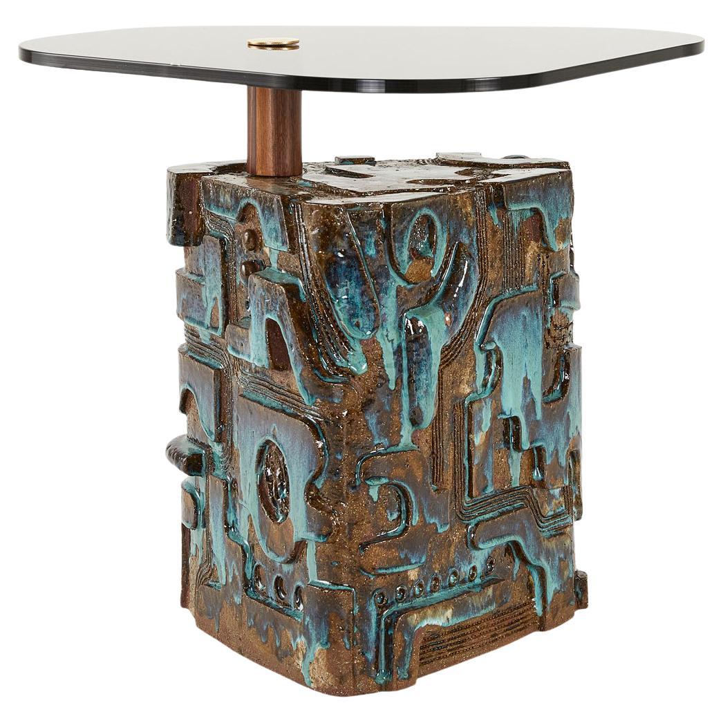 So Disco Modern 70's Inspired Ceramic Glass & Brass Side Table by Egg Designs For Sale