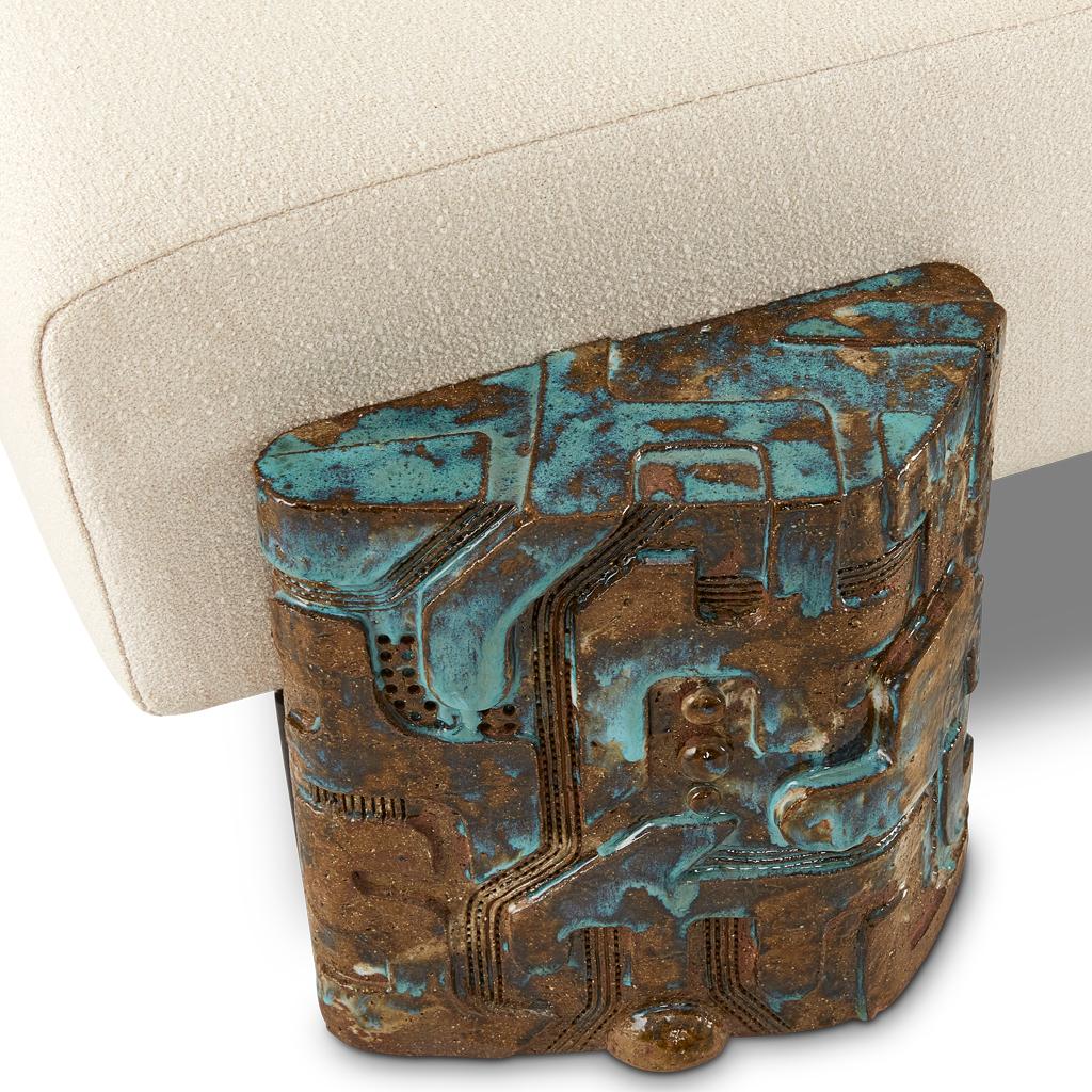 Contemporary So Disco Modern 70's Inspired Ceramic Leg & Boucle' Lounge Chair by Egg Designs For Sale