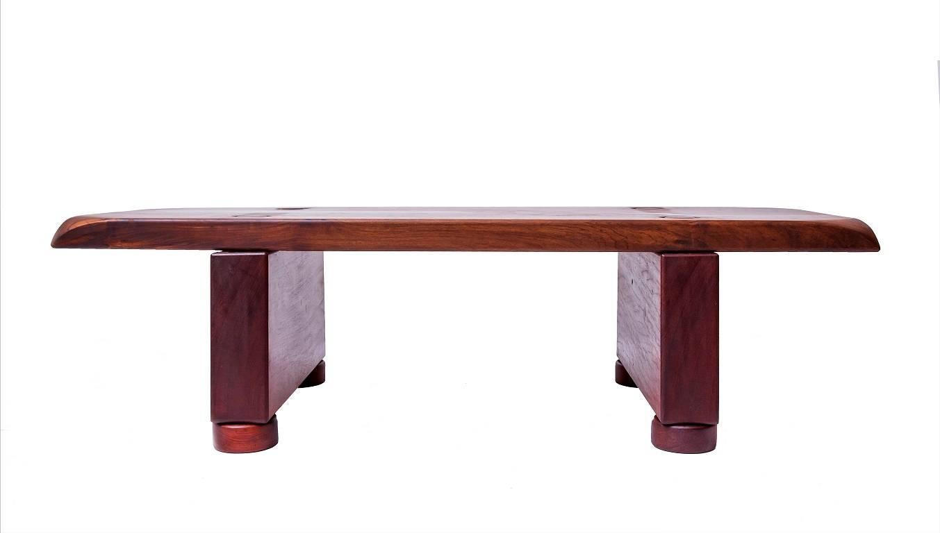 The São Xico table is part of Imbuia collection, that blends modern style with rustic. 
Brazilian woods used: Imbuia and Jatobá.
Measures: 130 x 50 x 35cm (length x width x height)
Finishing: tungue oil
The concept that inspired the creation of