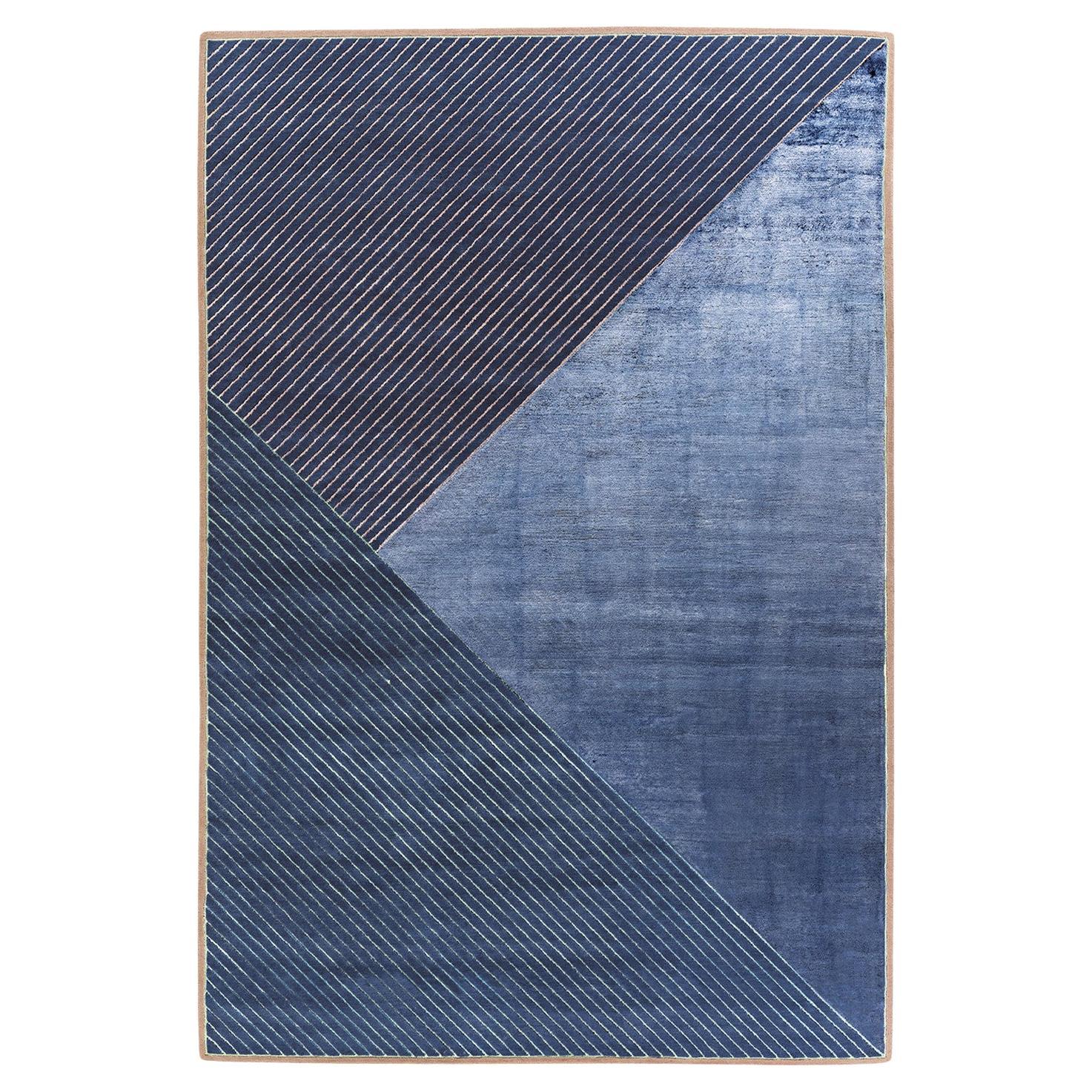 Blue Triad SO01 Sombra Rectangular 300 Rug in Hand - Knotted Wool by Mohebban